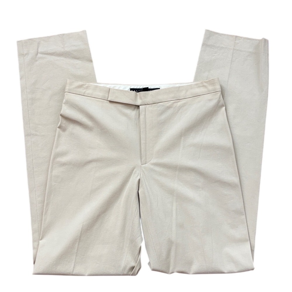Ralph‎ Lauren Black Label Cream Cotton Straight Leg Trousers Pants Womens Size 6